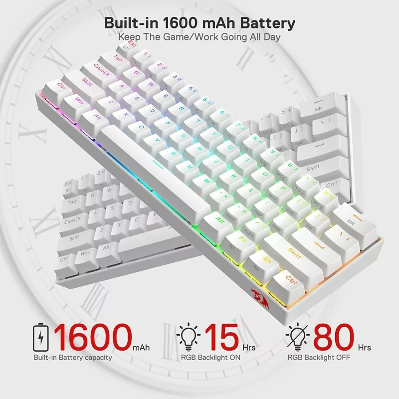 Redragon Draconic K530 Pro White Wireless- Red Switch Redragon Draconic K530 Pro White Wireless- Red Switch